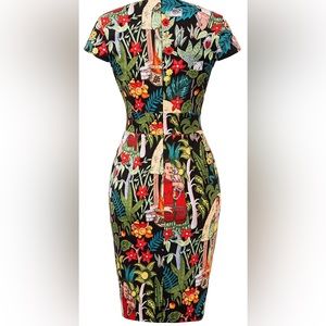 Women's 50s Vintage Pencil Dress Cap Sleeve Wiggle Dress CL7597